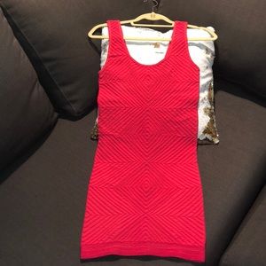 BCBG coral body-con dress